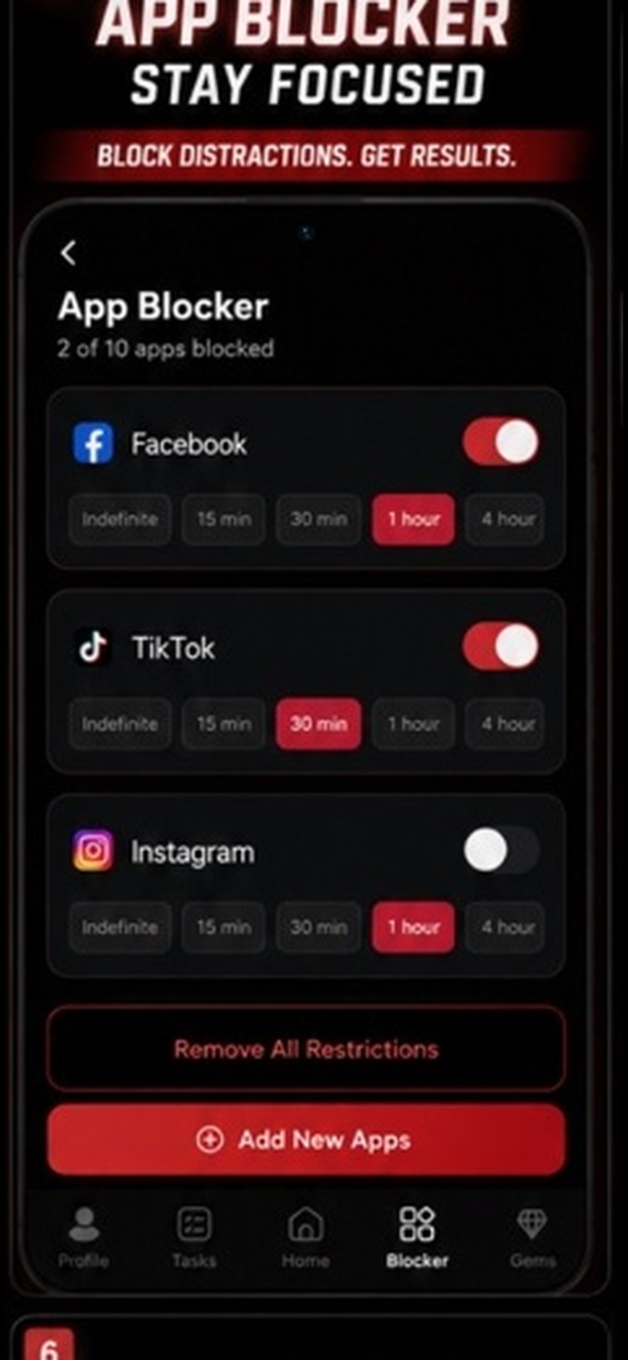 Liftora app blocker with timed controls for distracting apps